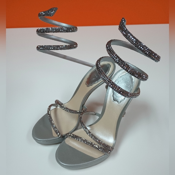 René Caovilla Mini Platform Strass Snake-Wrap Margot Sandals - Picture 14 of 14